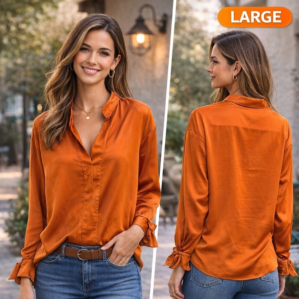Rustic Orange Women's Top blouse LARGE